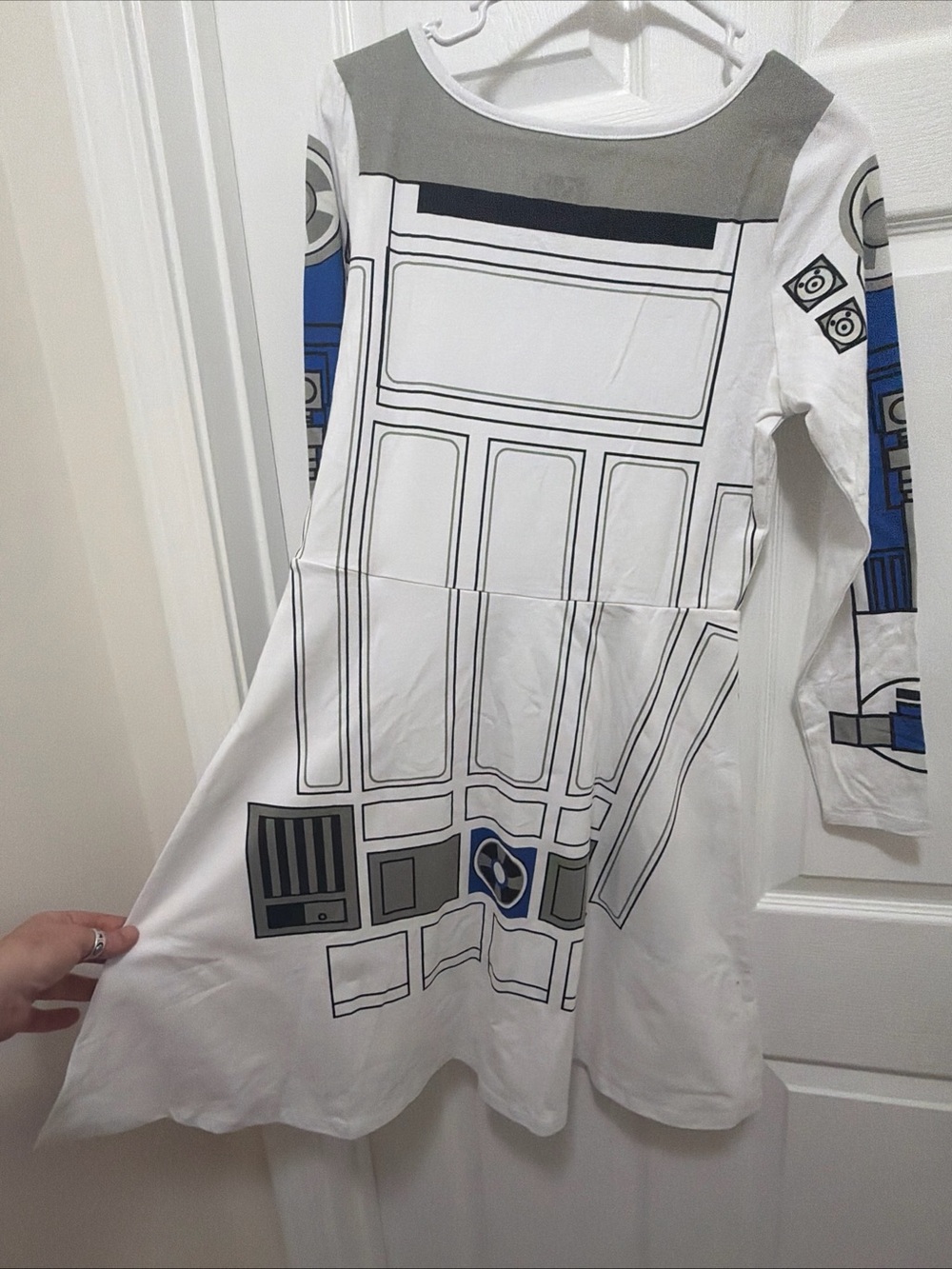 Star Wars R2-D2 Costume Dress - White, Blue & Gray Flare Dress M - Picture 4 of 5